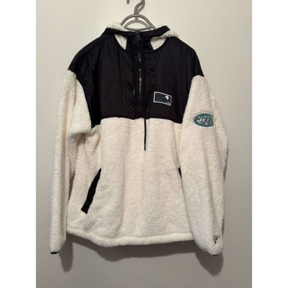 New York Jets Men's NFL Team Apparel Quarter Zip Hoodie‎ Jacket White Adult Med